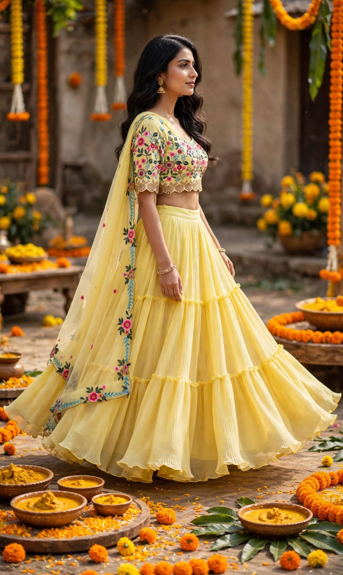 Aurelia Sunshine Embroidered Lehenga Choli Set