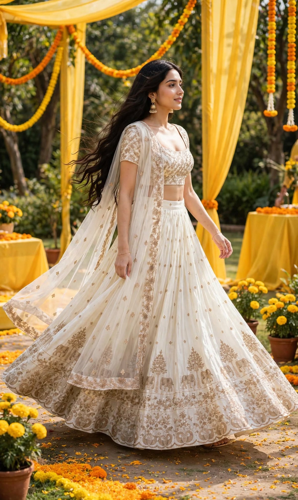 Aurelia Ivory Embroidered Lehenga Set