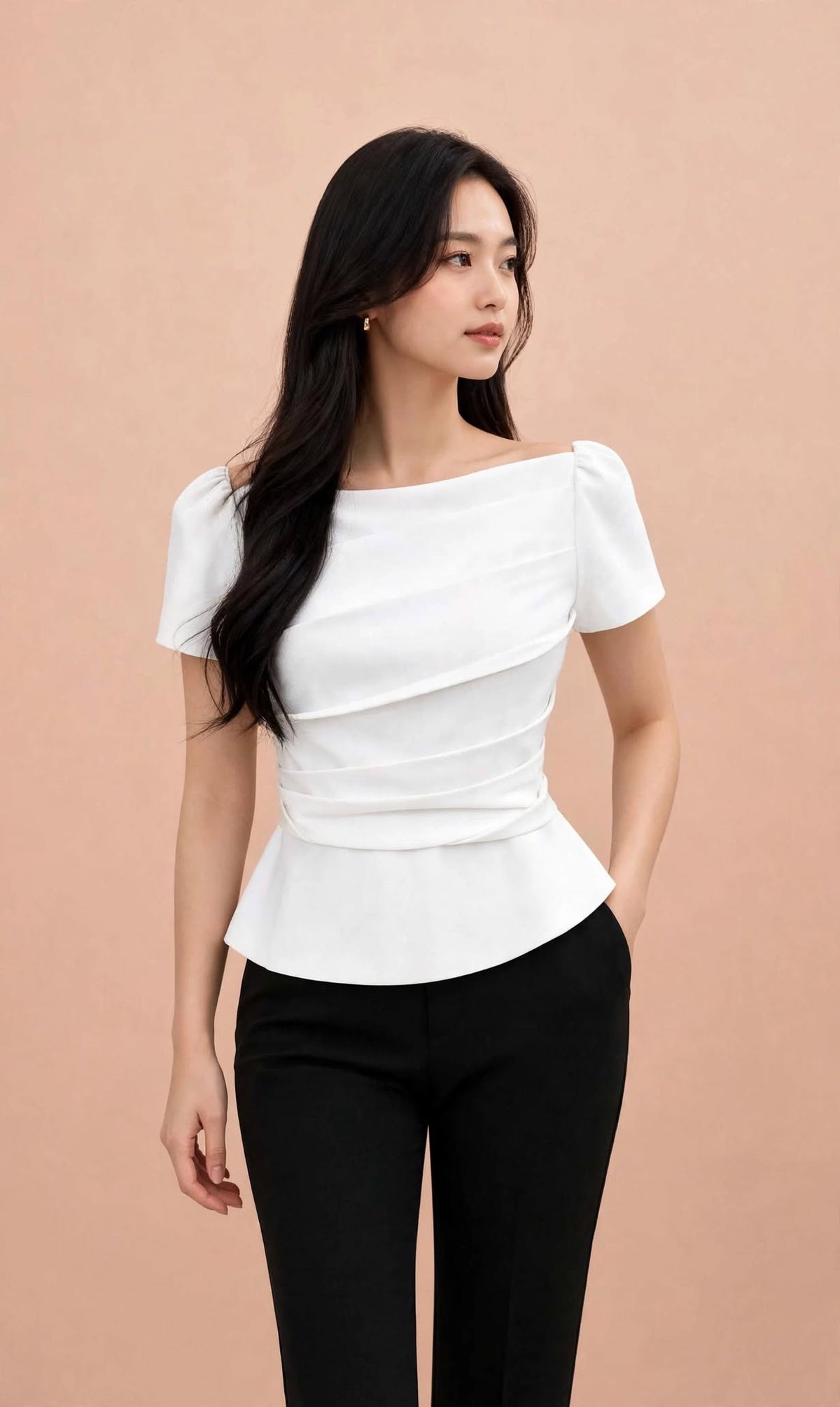 Aurelia Ivory Sculpted Peplum Top