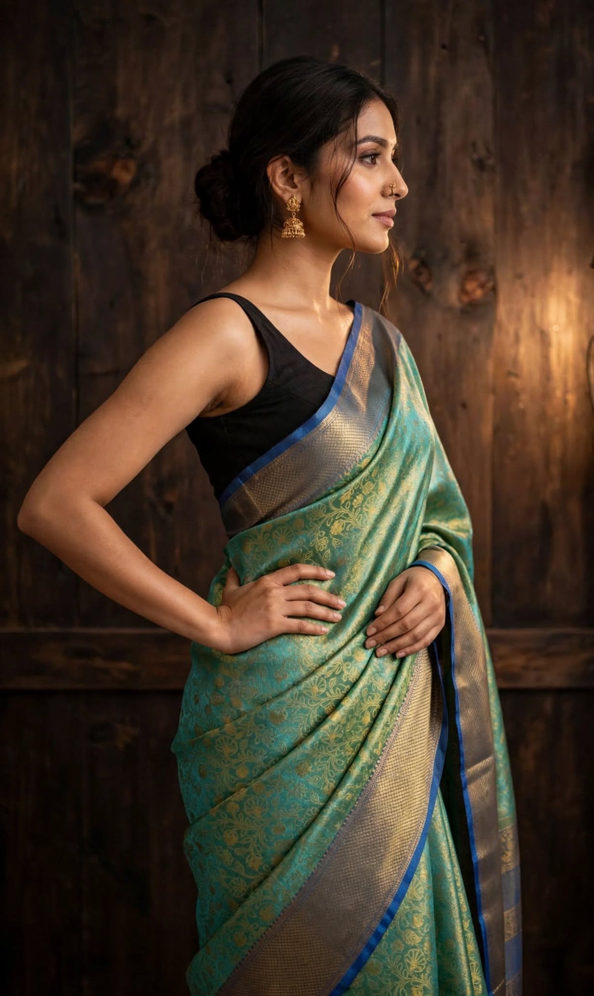 Emerald Banarasi Tissue Silk Saree