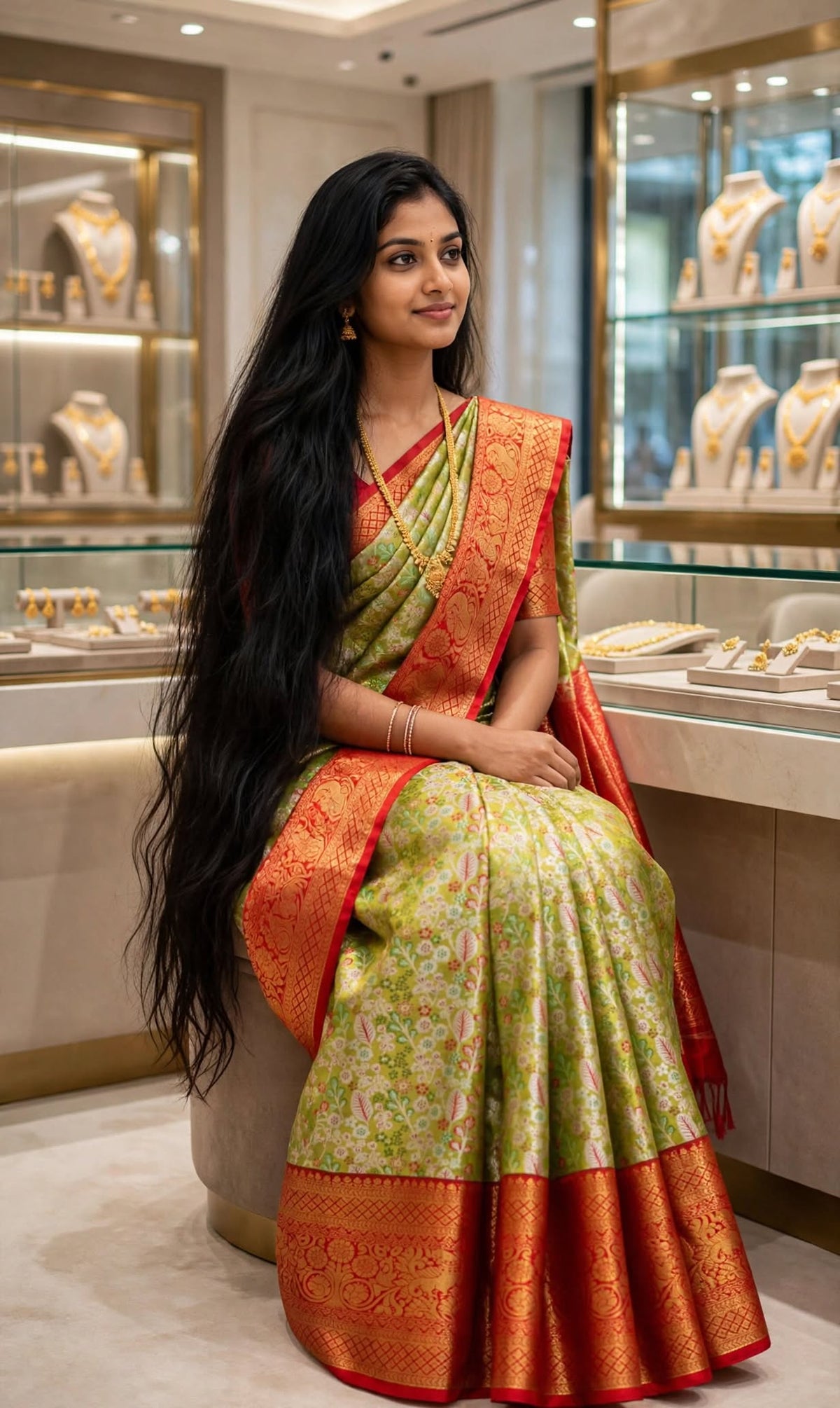 Aurelia Emerald Dharmavaram Zari Saree