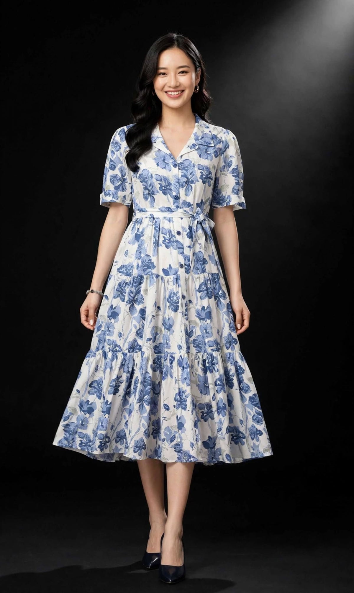 Nyra Floral Belted Midi Dress
