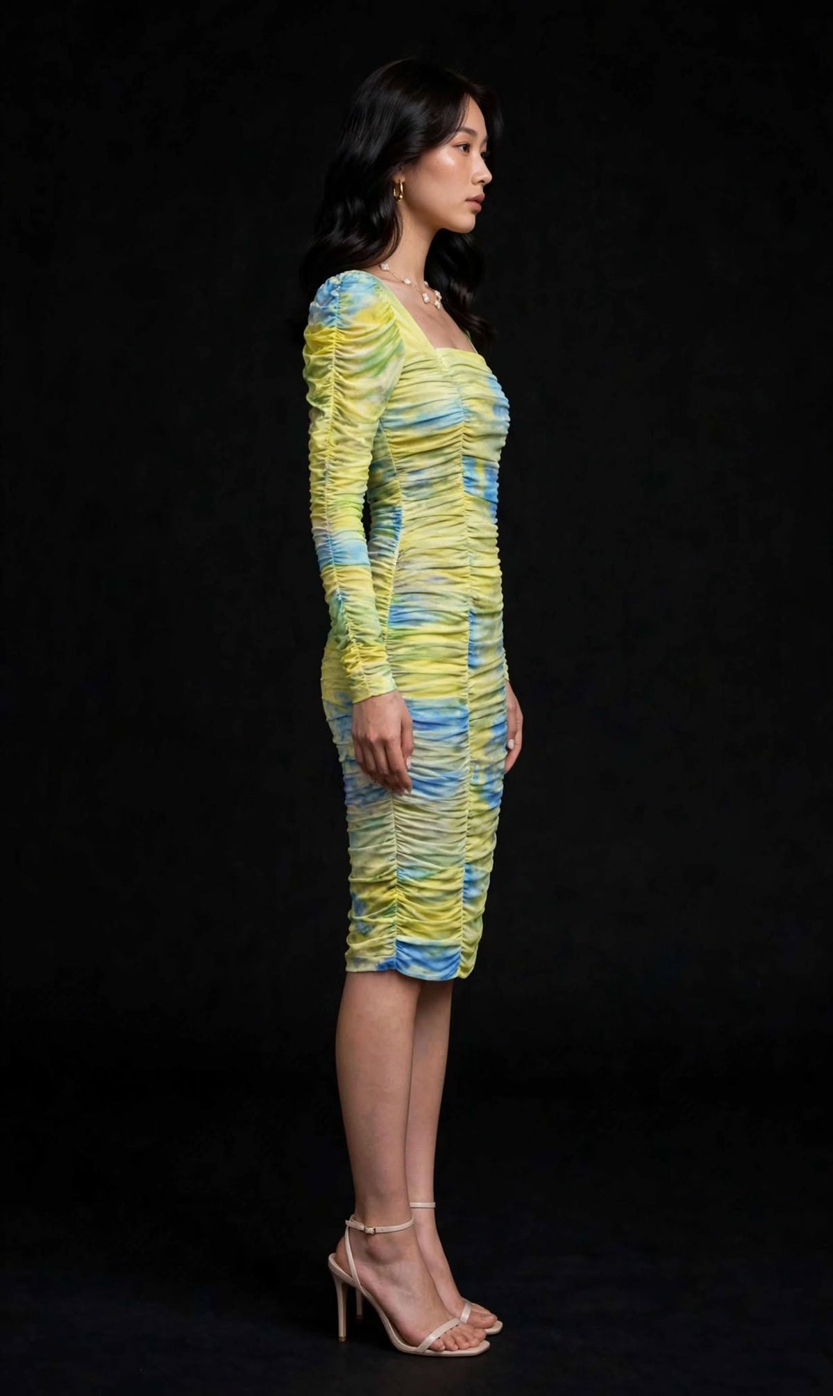 Aurelia Citrus Ruched Bodycon Dress
