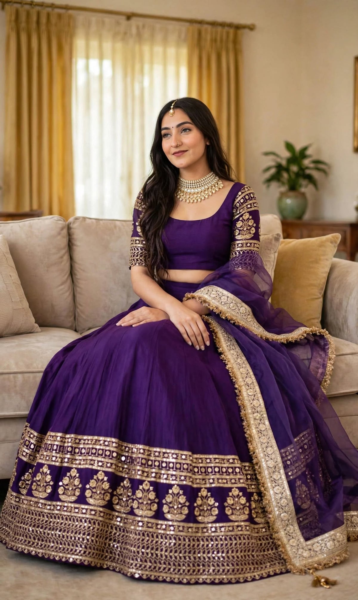 Aurelia Royal Purple Sequin Embroidered Lehenga Set