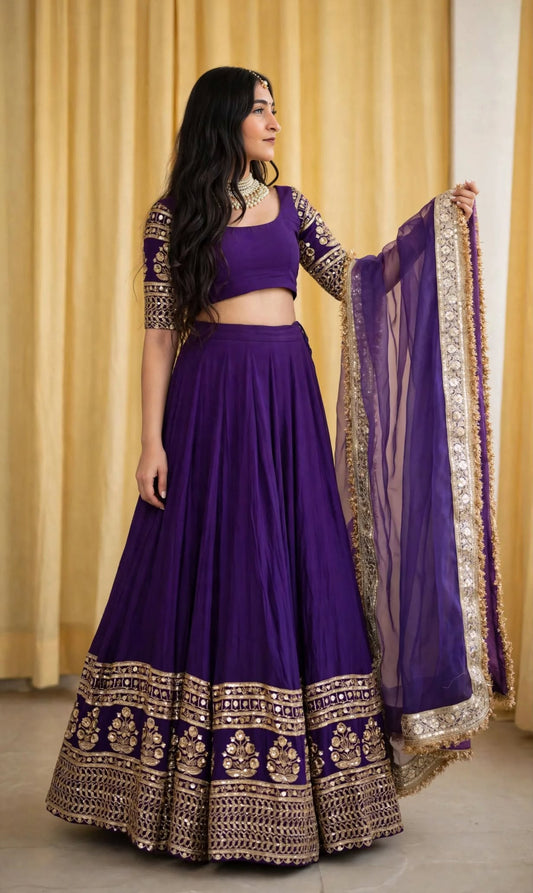 Aurelia Royal Purple Sequin Embroidered Lehenga Set
