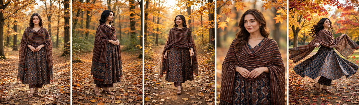 Aurelia Maroon Floral Anarkali Kurta Set