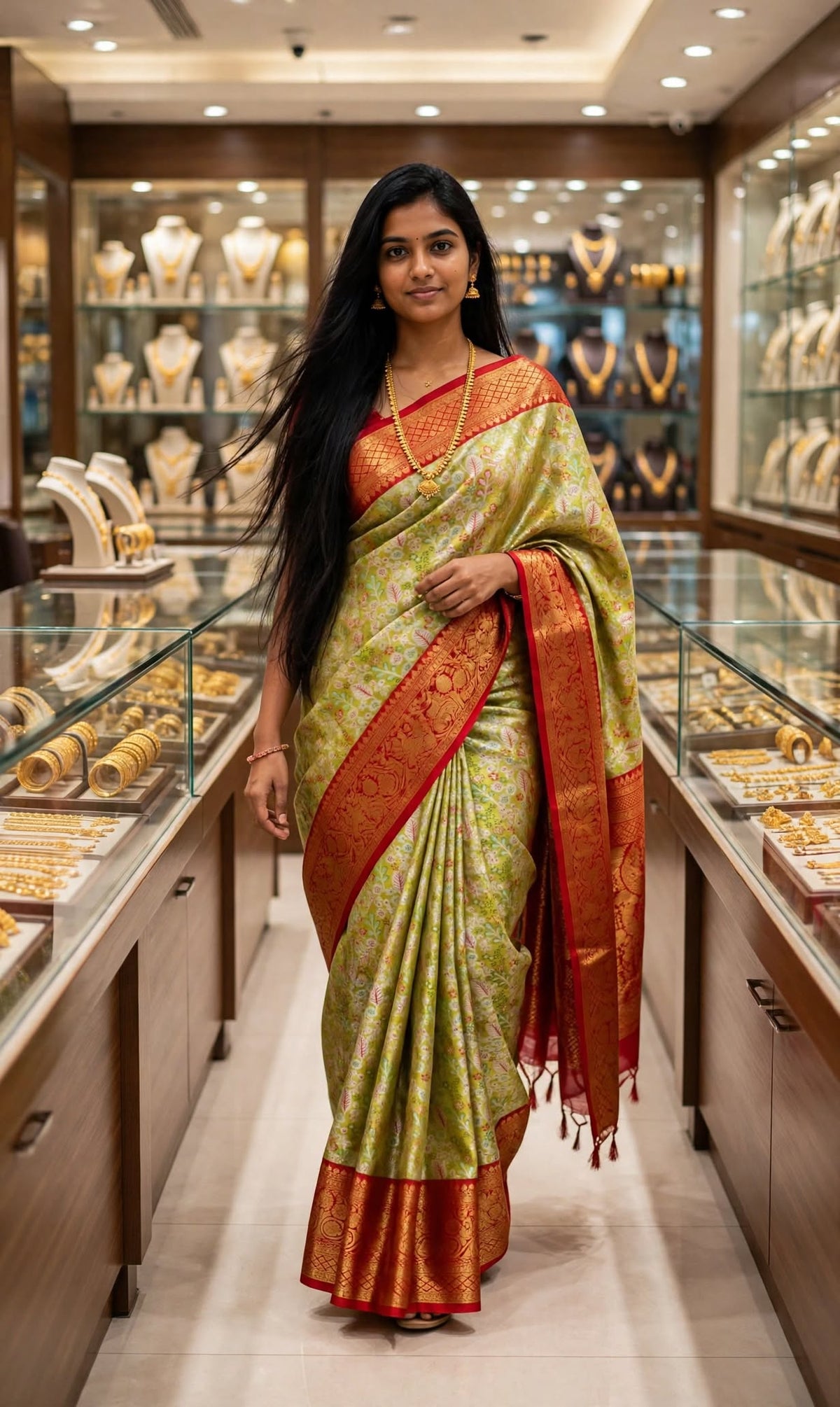 Aurelia Emerald Dharmavaram Zari Saree