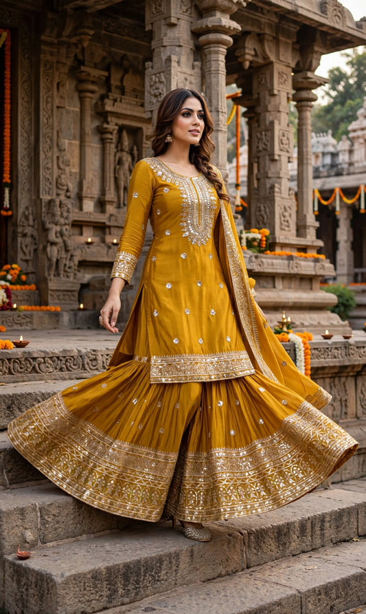 Aarvika Noor Embroidered Chiffon Palazzo Set
