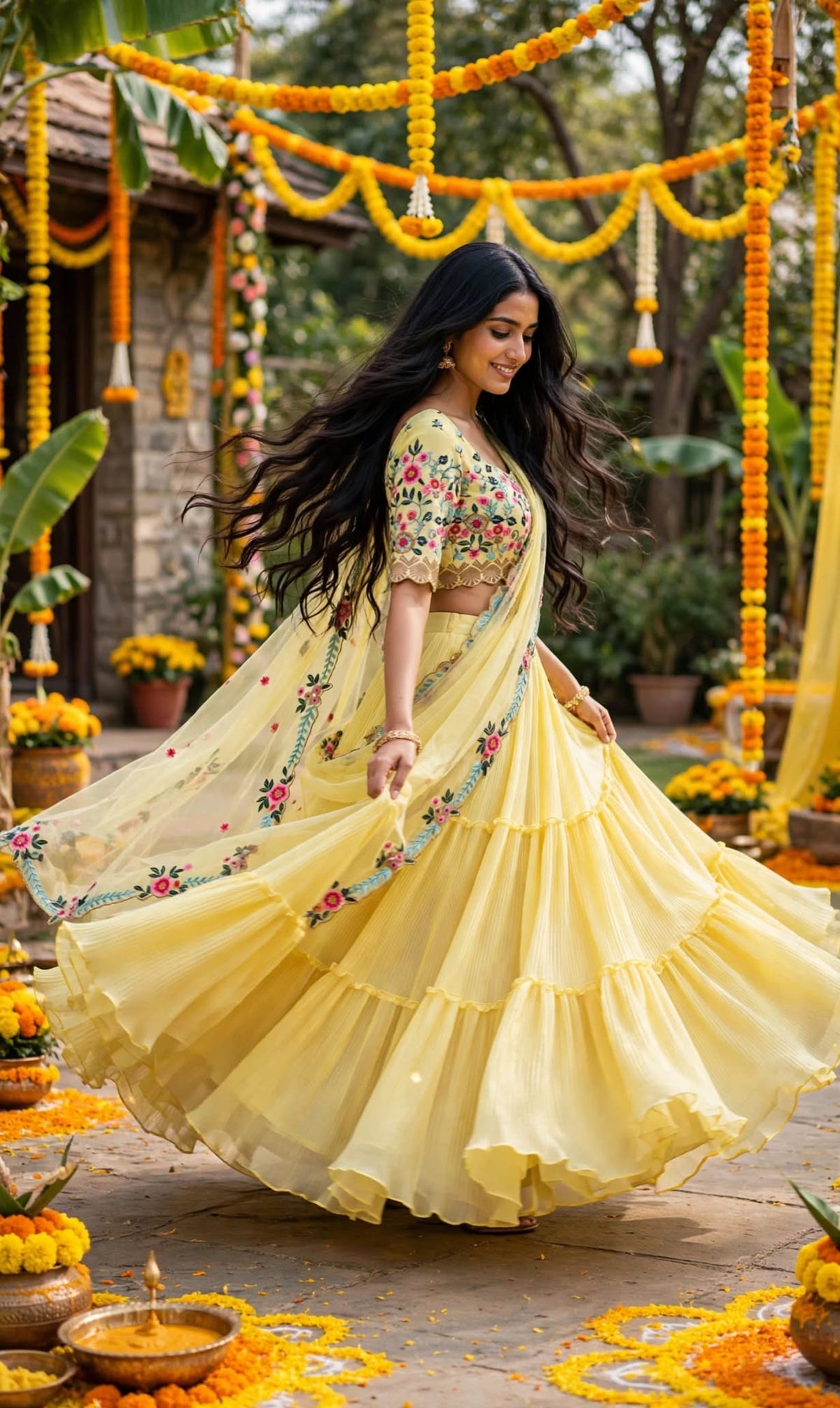 Aurelia Sunshine Embroidered Lehenga Choli Set