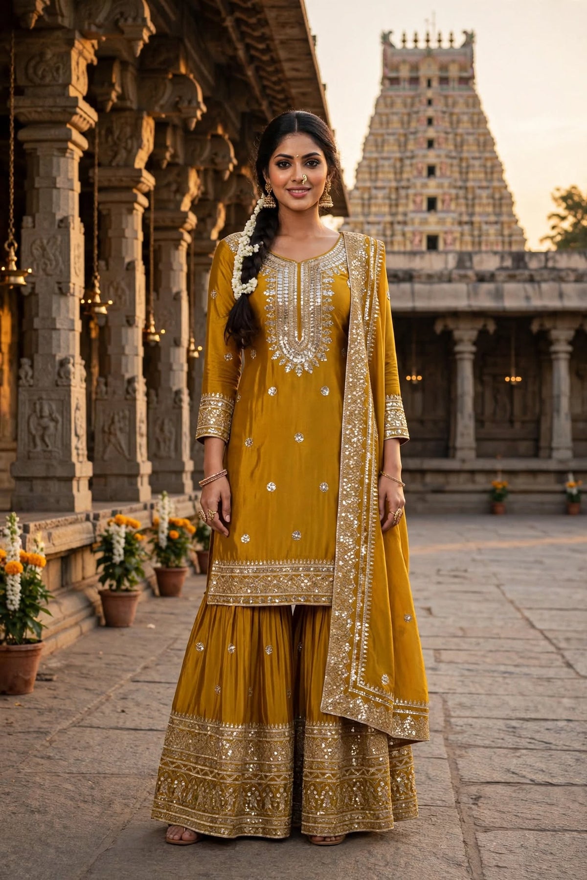 Aarvika Noor Embroidered Chiffon Palazzo Set