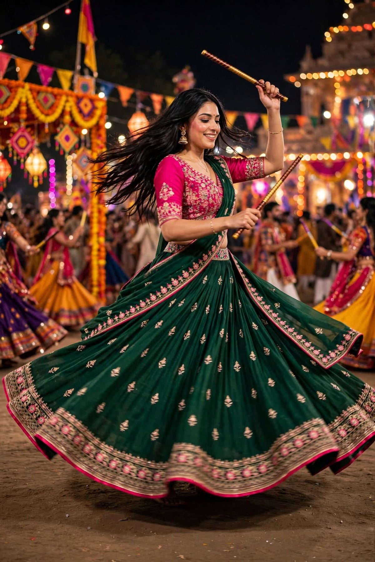 Aurelia Emerald Chinnon Embroidered Lehenga Set