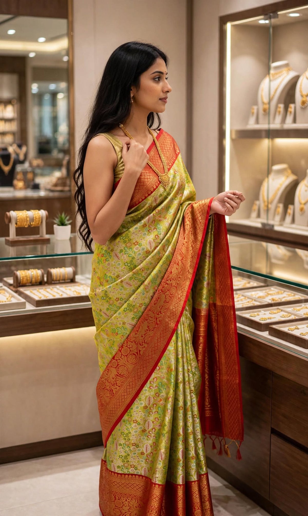Aurelia Emerald Dharmavaram Zari Saree