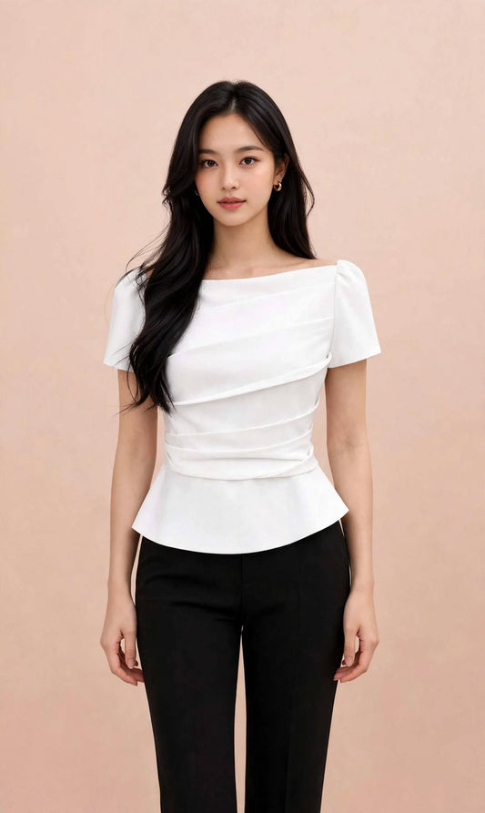 Aurelia Ivory Sculpted Peplum Top