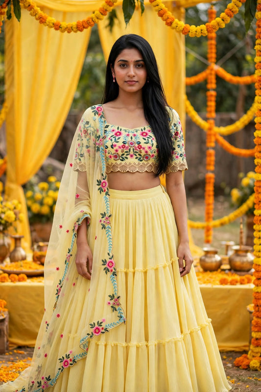 Aurelia Sunshine Embroidered Lehenga Choli Set