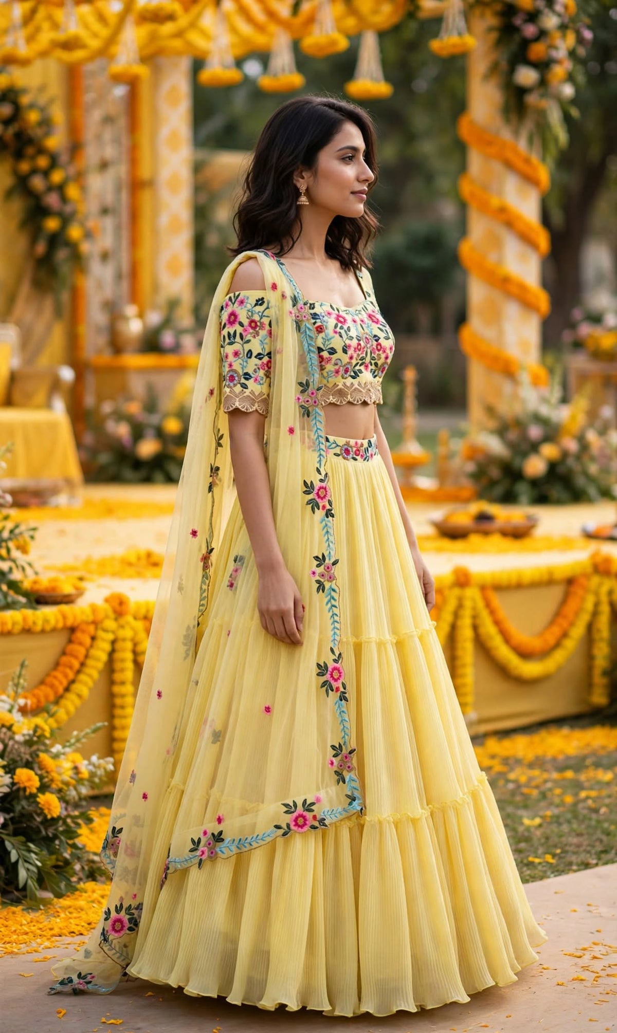 Aurelia Sunshine Embroidered Lehenga Choli Set
