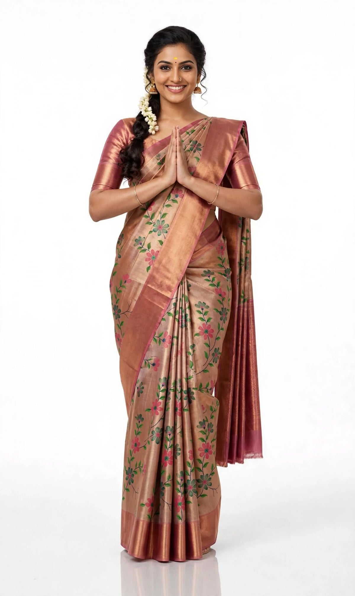 Kanjivaram-Inspired Floral Tissue Silk Saree
