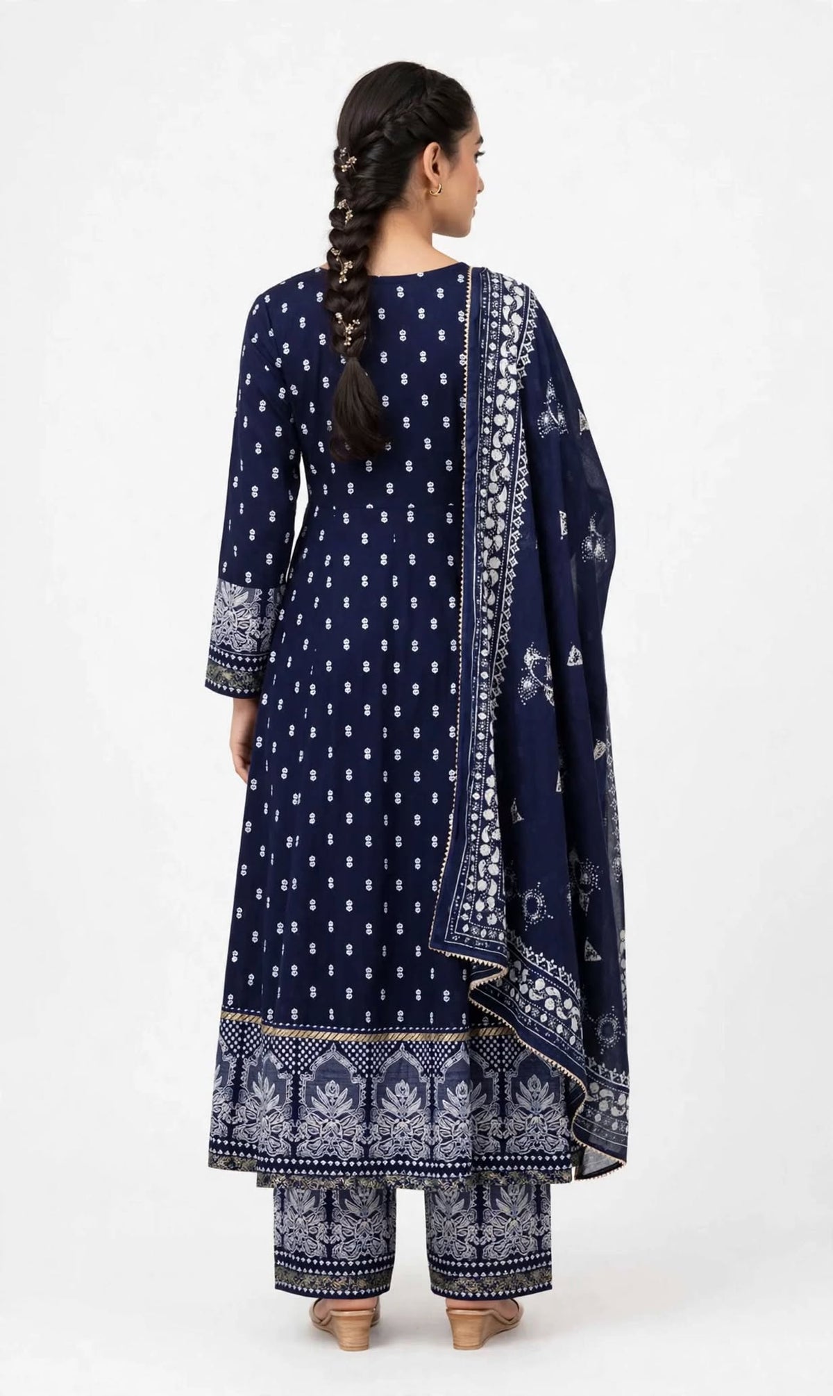 Aurelia Navy Blue Floral Kurta Set