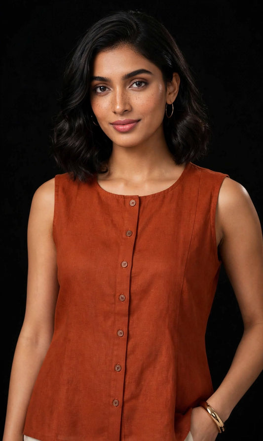 Aurelia Terra Cotton Office Top