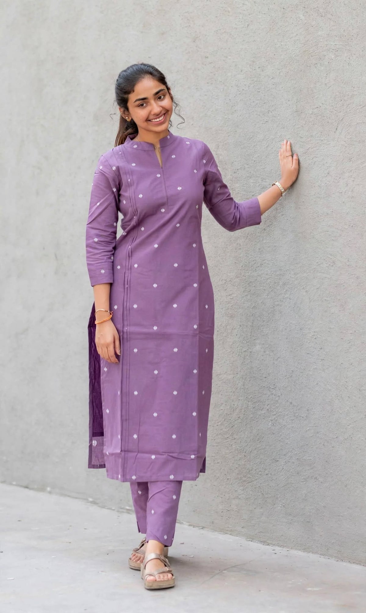 Lavender Cotton Straight Kurta & Pant Set