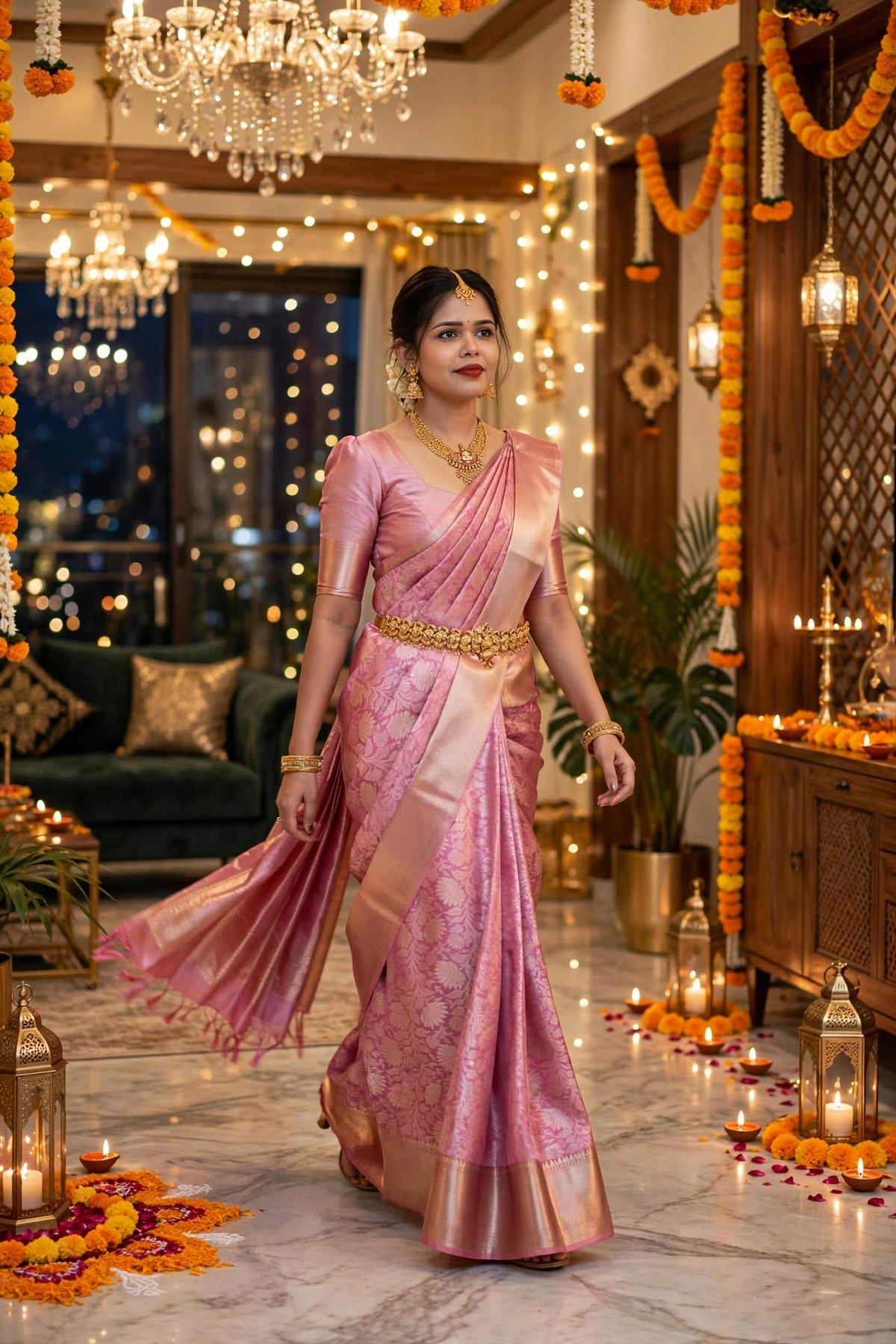 Blush Banarasi Tissue Silk Saree