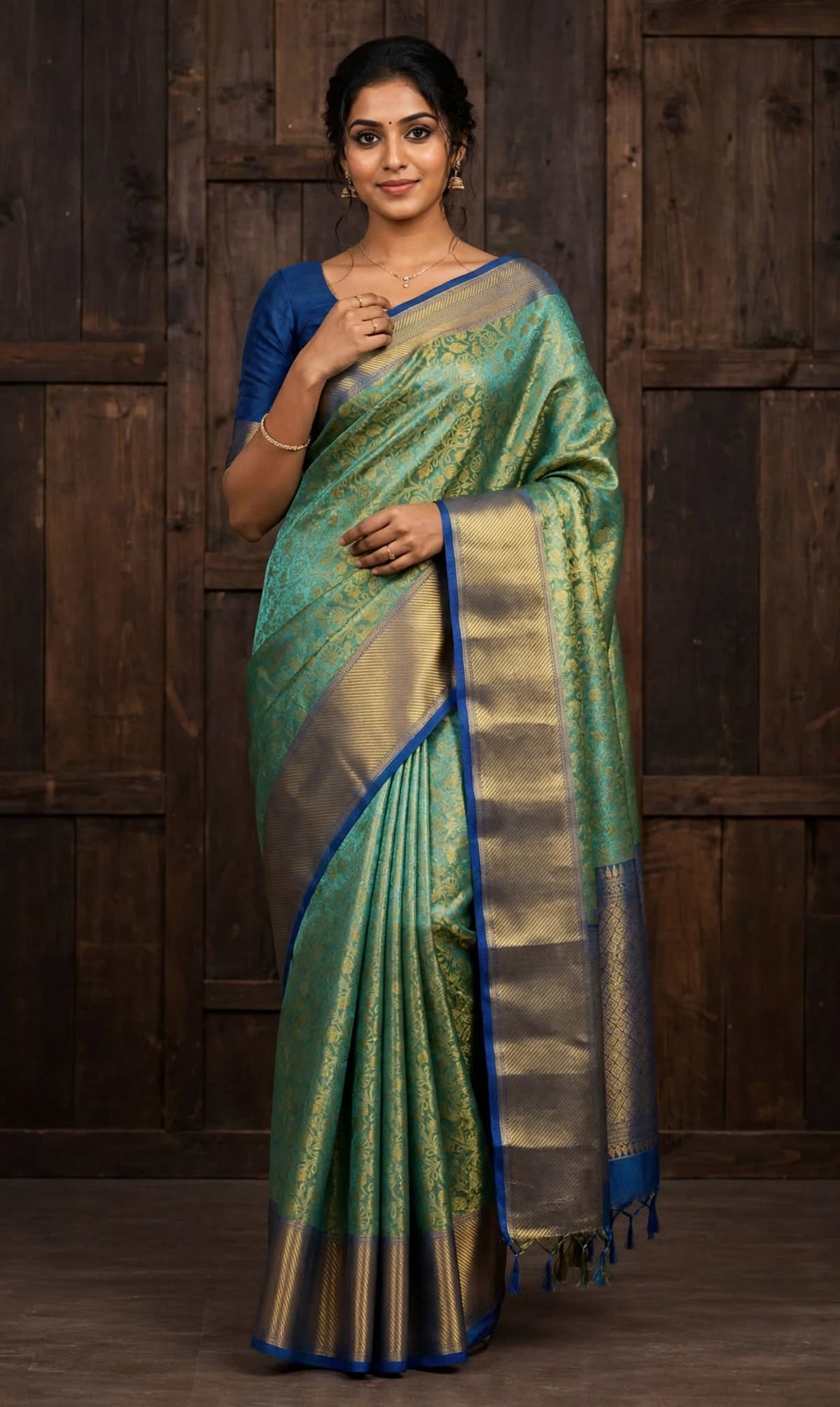 Emerald Banarasi Tissue Silk Saree