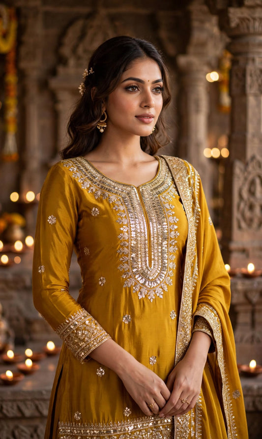 Aarvika Noor Embroidered Chiffon Palazzo Set