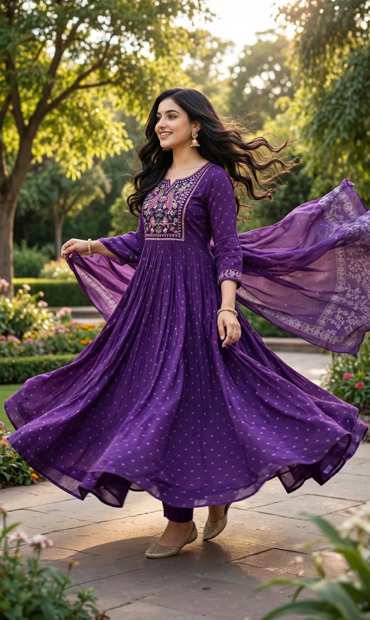 Aurelia Royal Purple Embroidered Anarkali Set