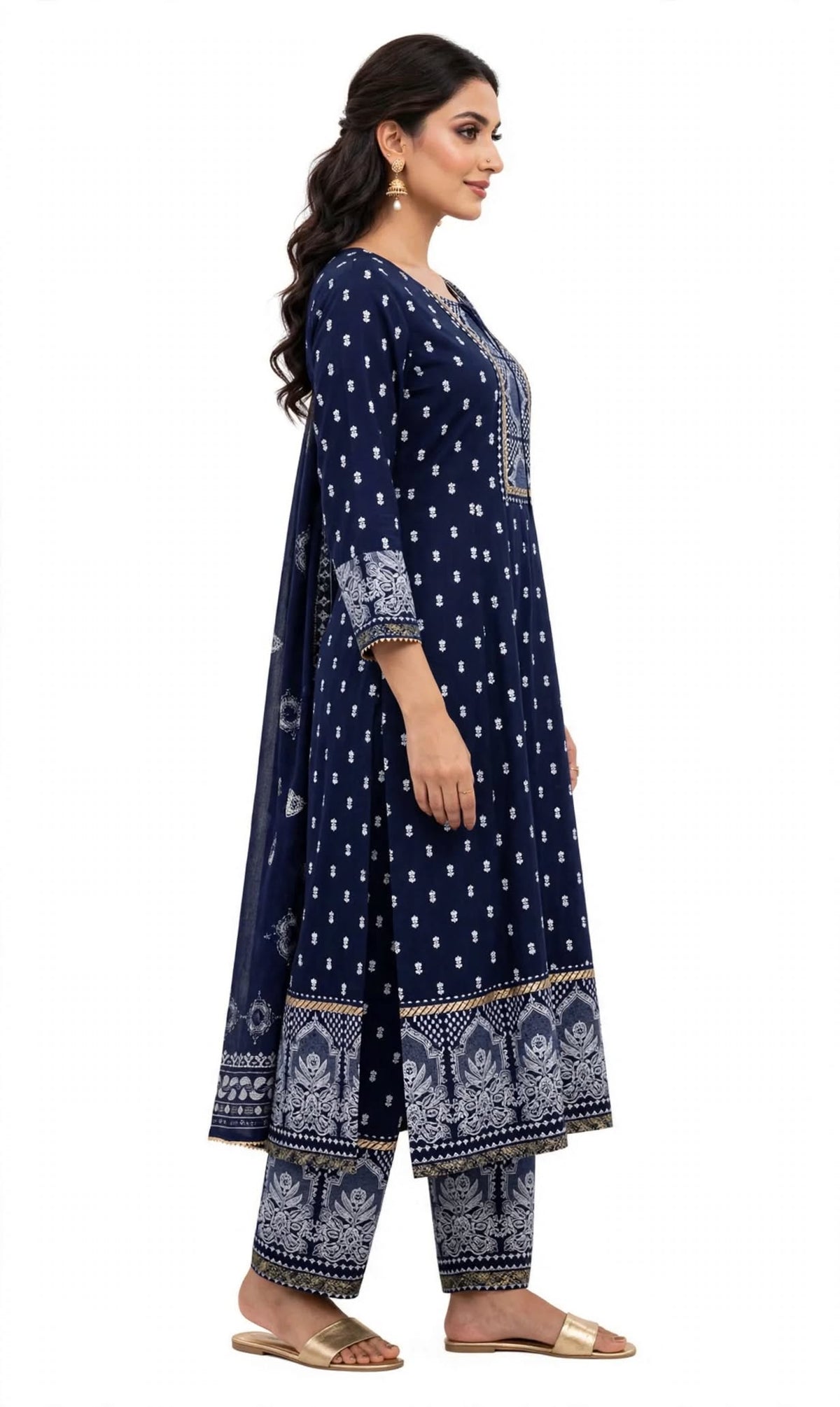 Aurelia Navy Blue Floral Kurta Set