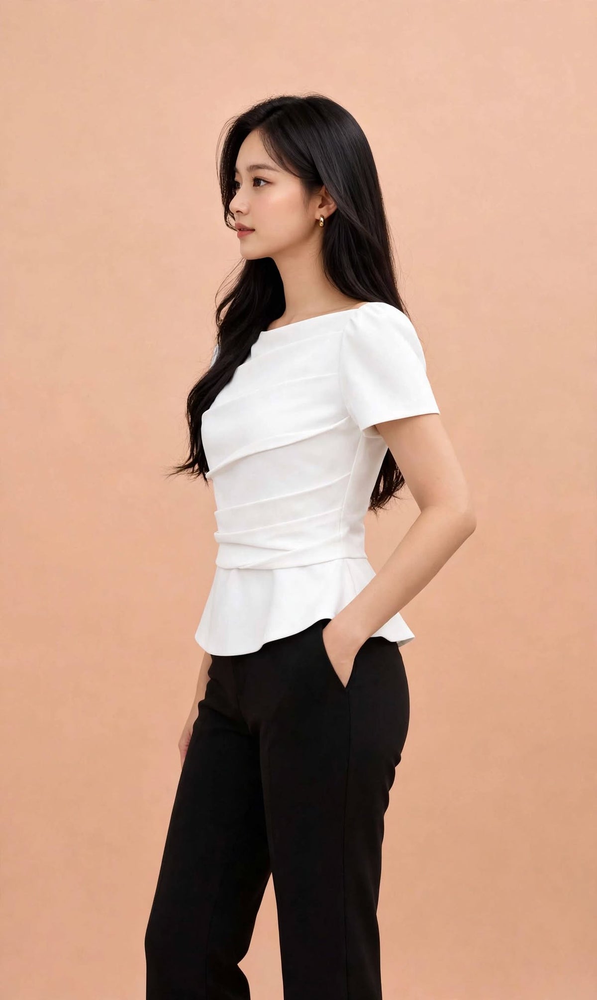 Aurelia Ivory Sculpted Peplum Top
