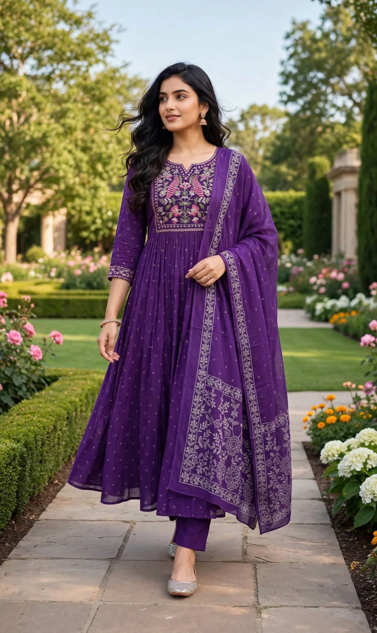 Aurelia Royal Purple Embroidered Anarkali Set