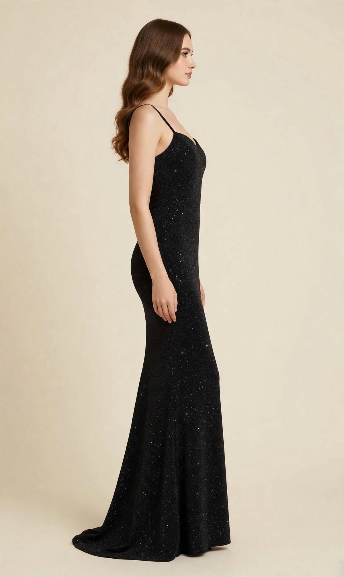 Aurelia Noir Shimmer Mermaid Evening Gown