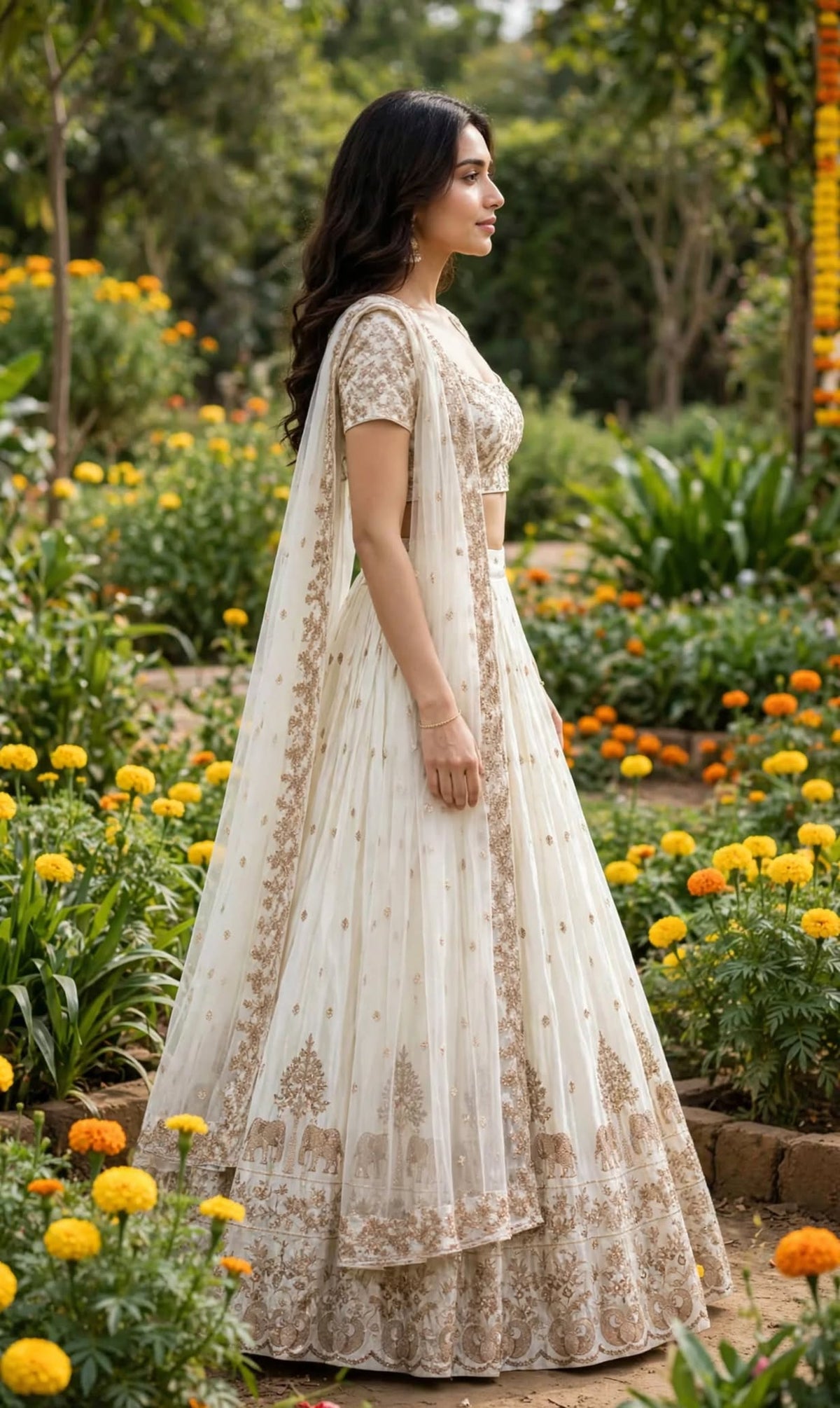 Aurelia Ivory Embroidered Lehenga Set