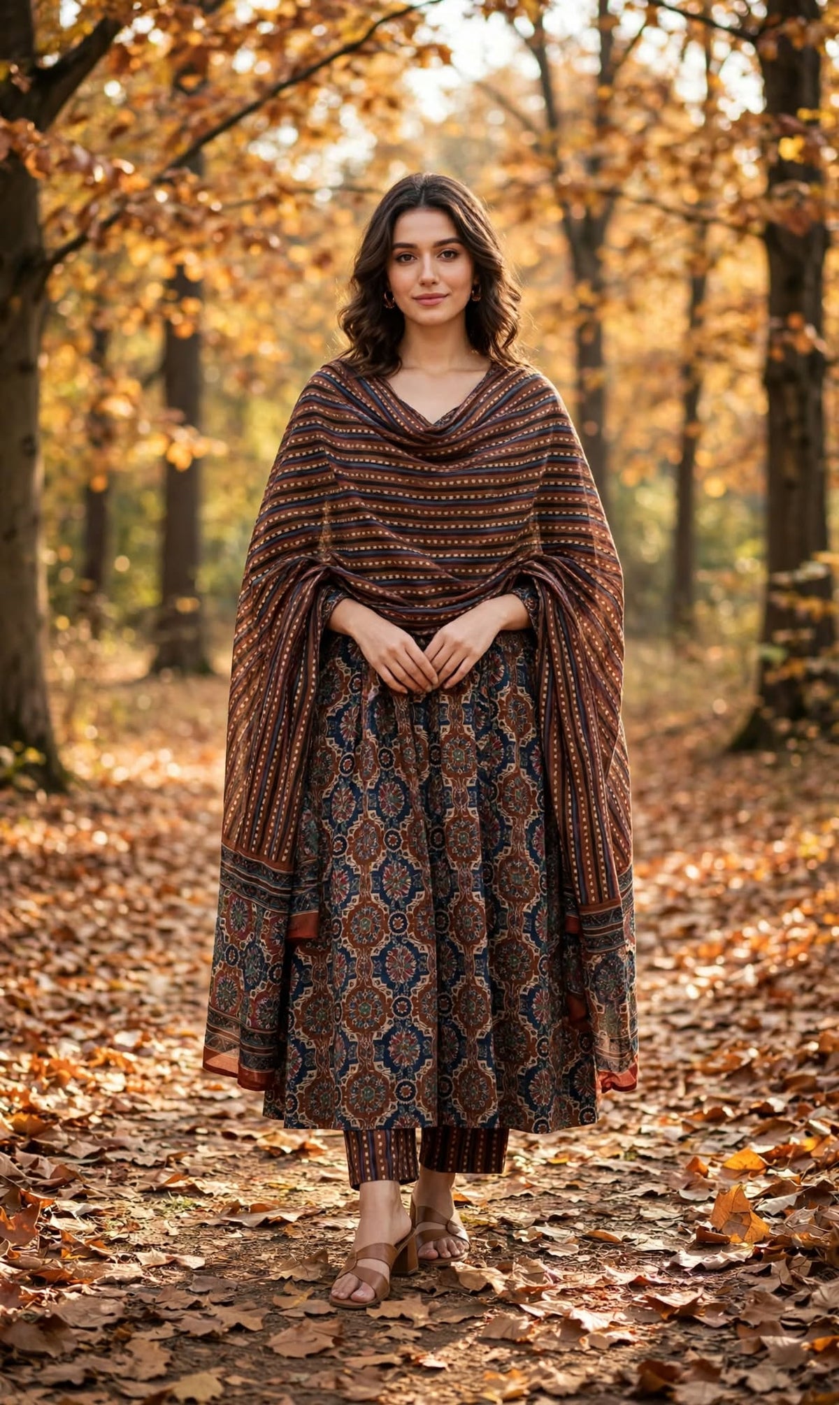 Aurelia Maroon Floral Anarkali Kurta Set